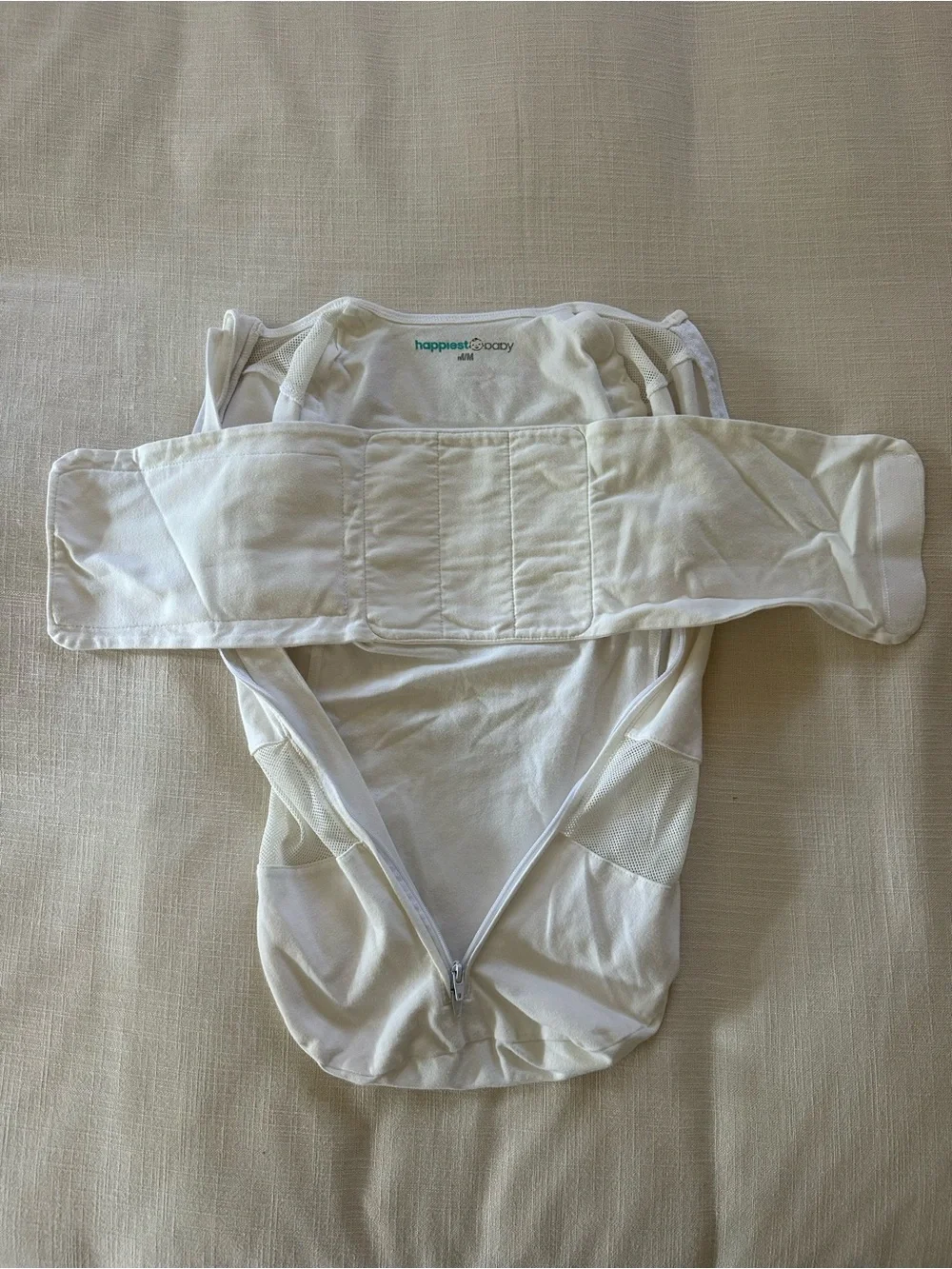 Happiest Baby Organic Cotton SNOO Sleep Sack in White - M, 12-18lbs